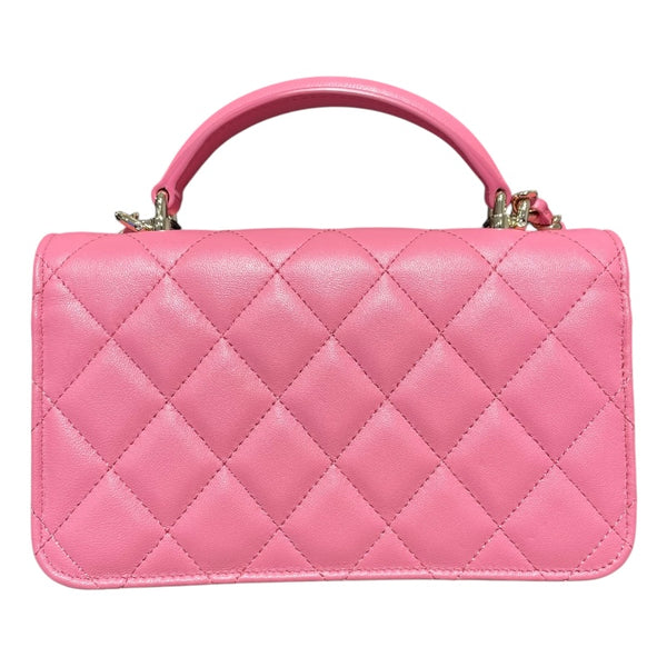 シャネル CHANEL ハンドルチェーンウォレット ピンク　GD金具 ラムスキン レディース ショルダーバッグ