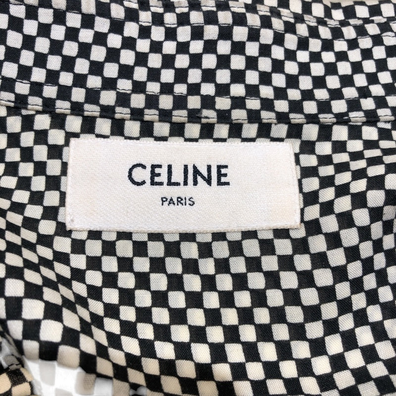 セリーヌ CELINE チェッカーフラッグレーヨンシャツ 20FC5329M.01VK チェック レーヨン メンズ 長袖シャツ