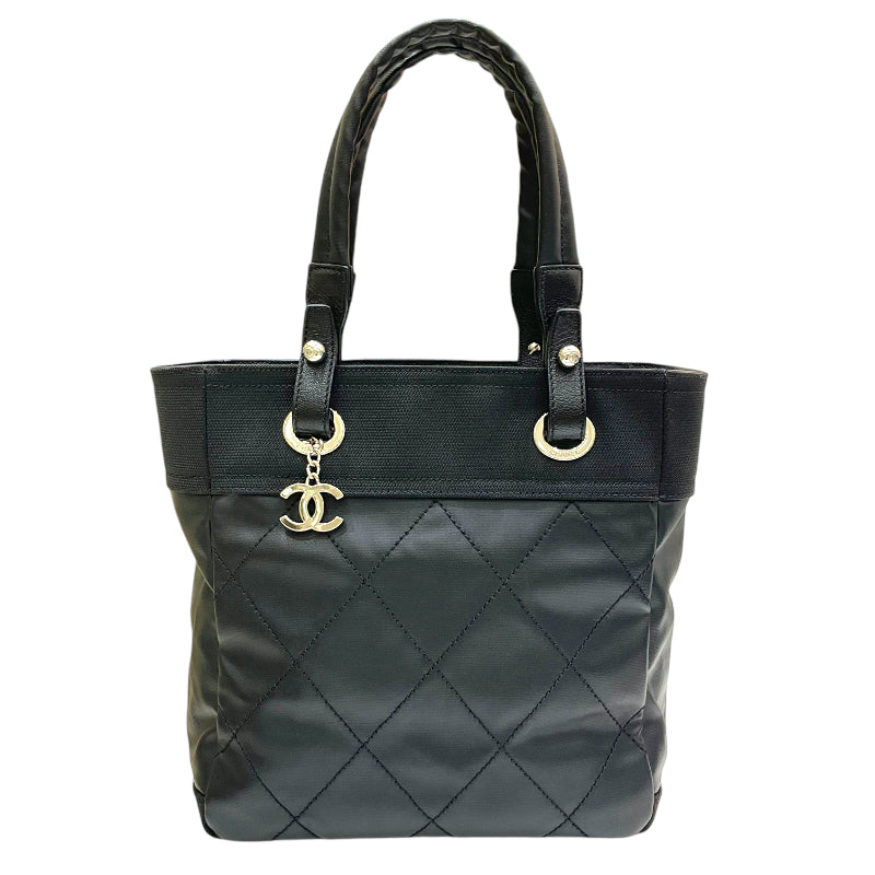 シャネル CHANEL パリビアリッツ トートPM A34208 15番台 ブラック シルバー金具 キャンバス/レザー レディース トートバッグ