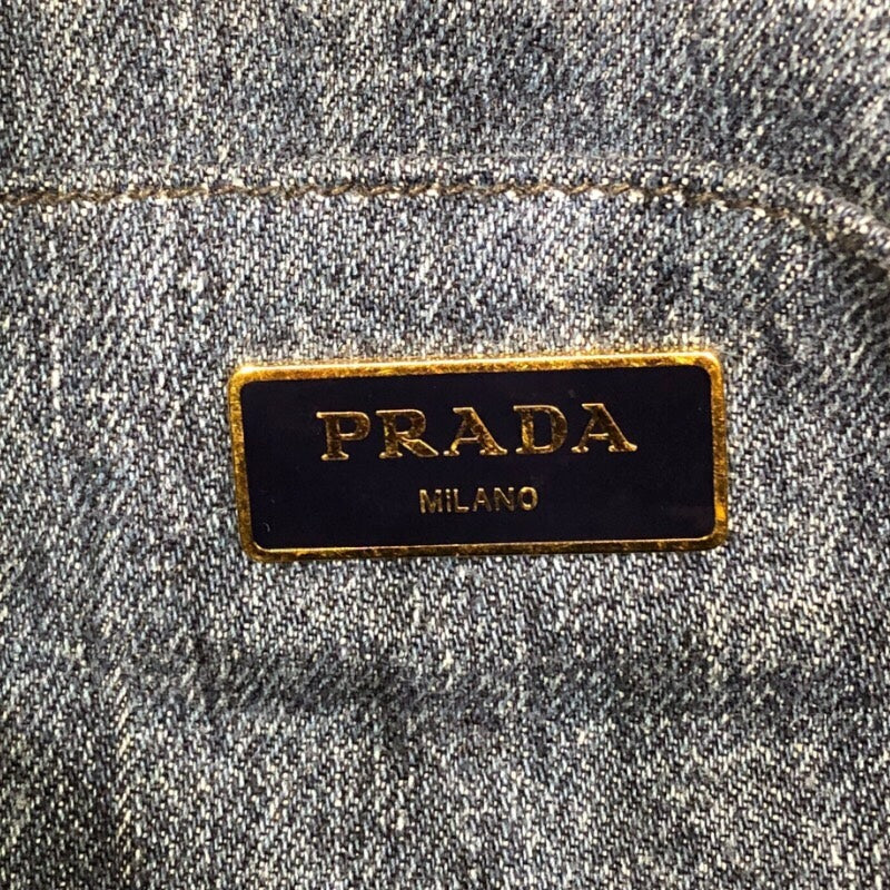 プラダ PRADA カナパトートバッグ ブルー デニム レディース ハンドバッグ