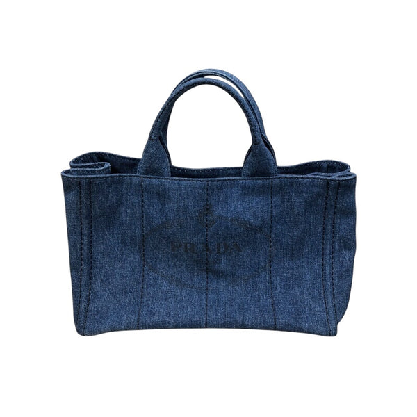 プラダ PRADA カナパトートバッグ ブルー デニム レディース ハンドバッグ