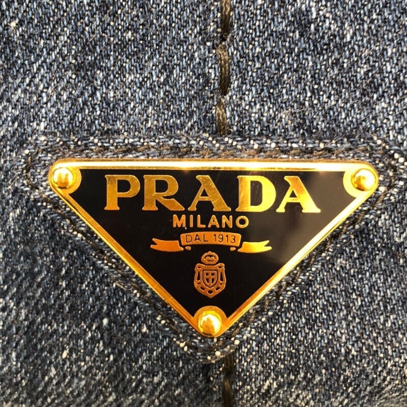 プラダ PRADA カナパトートバッグ ブルー デニム レディース ハンドバッグ