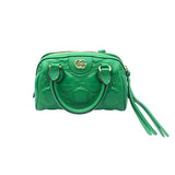 グッチ GUCCI 2WAYハンドバッグ 702251 グリーン　ゴールド金具 GGマーモント・レザー レディース ハンドバッグ