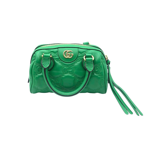 グッチ GUCCI 2WAYハンドバッグ 702251 グリーン　ゴールド金具 GGマーモント・レザー レディース ハンドバッグ