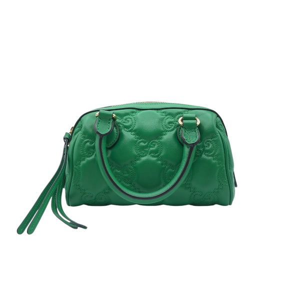 グッチ GUCCI 2WAYハンドバッグ 702251 グリーン　ゴールド金具 GGマーモント・レザー レディース ハンドバッグ