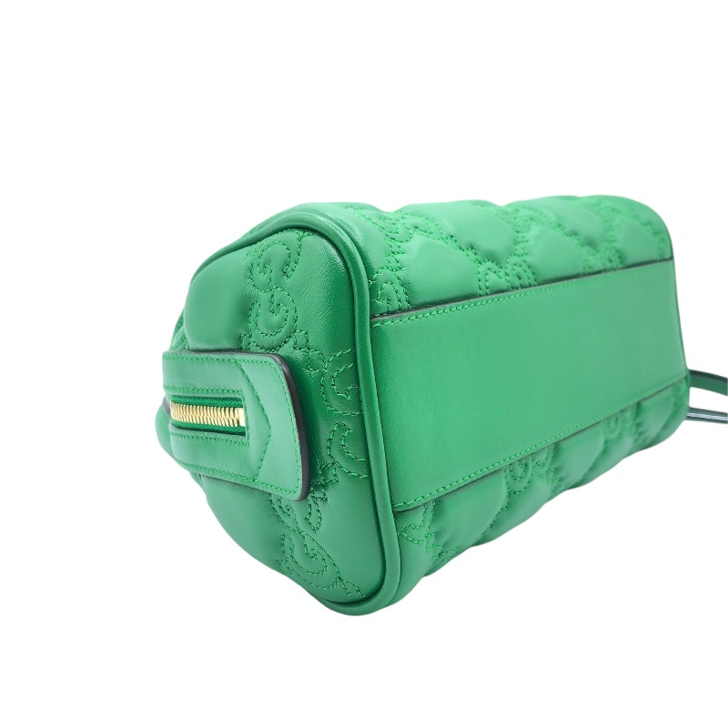 グッチ GUCCI 2WAYハンドバッグ 702251 グリーン　ゴールド金具 GGマーモント・レザー レディース ハンドバッグ