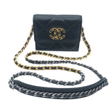 シャネル CHANEL シャネル19チェーンショルダーコインパース ブラック　GD・SV金具 ラムスキン レディース ショルダーバッグ