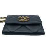 シャネル CHANEL シャネル19チェーンショルダーコインパース ブラック　GD・SV金具 ラムスキン レディース ショルダーバッグ