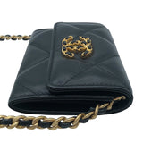 シャネル CHANEL シャネル19チェーンショルダーコインパース ブラック　GD・SV金具 ラムスキン レディース ショルダーバッグ