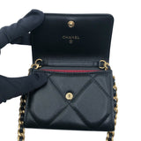 シャネル CHANEL シャネル19チェーンショルダーコインパース ブラック　GD・SV金具 ラムスキン レディース ショルダーバッグ