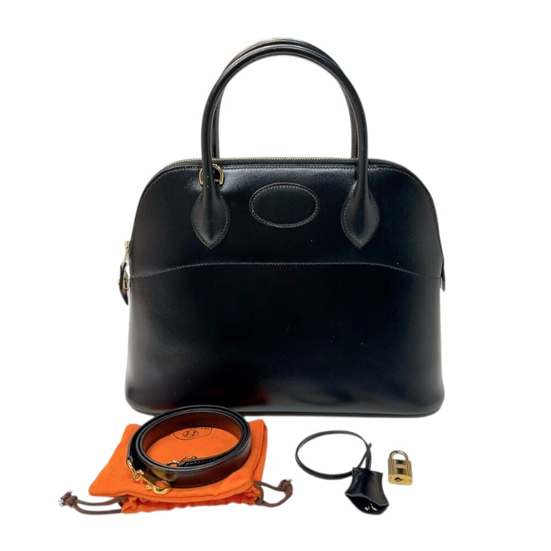 エルメス HERMES ボリード31 □F刻印　(2002年製) ブラック　ゴールド金具 ボックスカーフ レディース ハンドバッグ