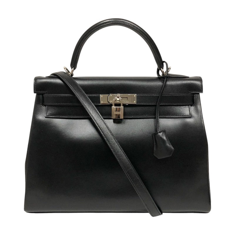 エルメス HERMES ケリー32 □D刻 ブラック シルバー金具 ボックスカーフ レディース ハンドバッグ