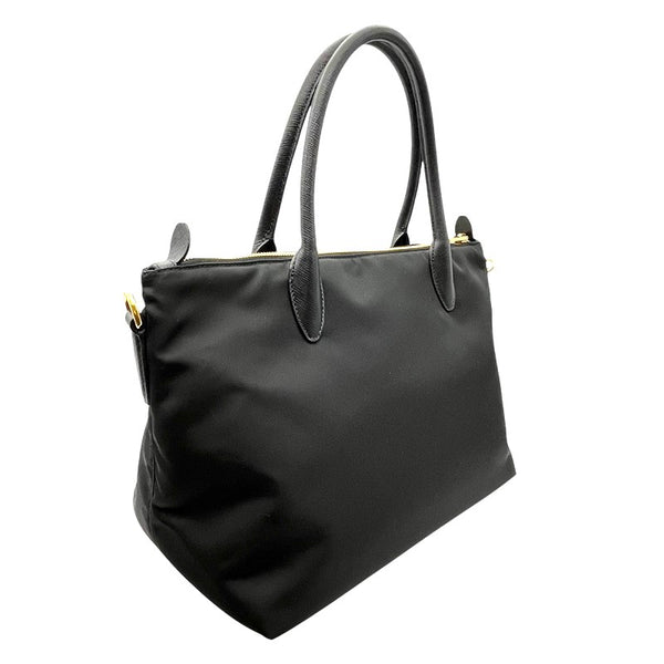 プラダ PRADA ナイロン・サフィアーノ レザートートバッグ 1BA106 ブラック ゴールド金具 ナイロン/サフィアーノ レディース トートバッグ