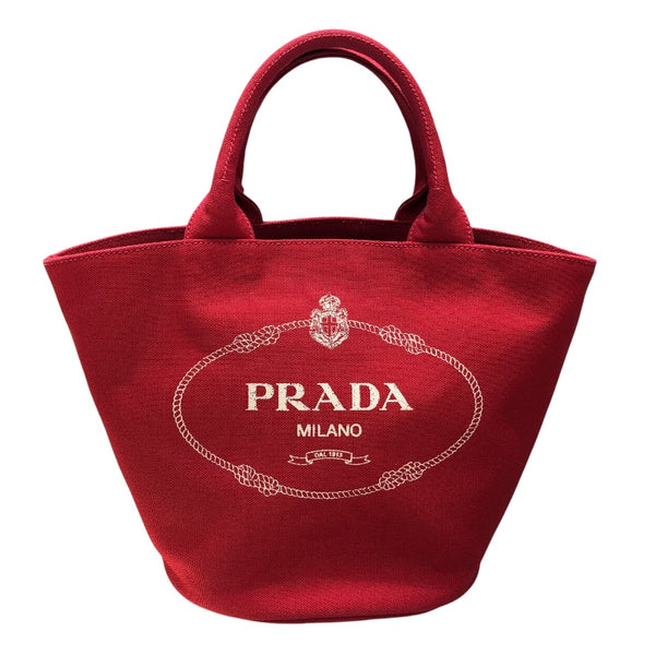 プラダ PRADA カナパバケツトート レッド キャンバス レディース ショルダーバッグ