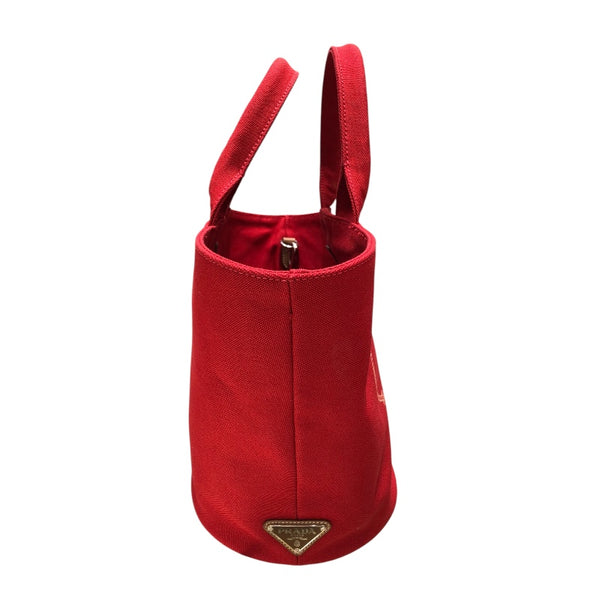 プラダ PRADA カナパバケツトート レッド キャンバス レディース ショルダーバッグ