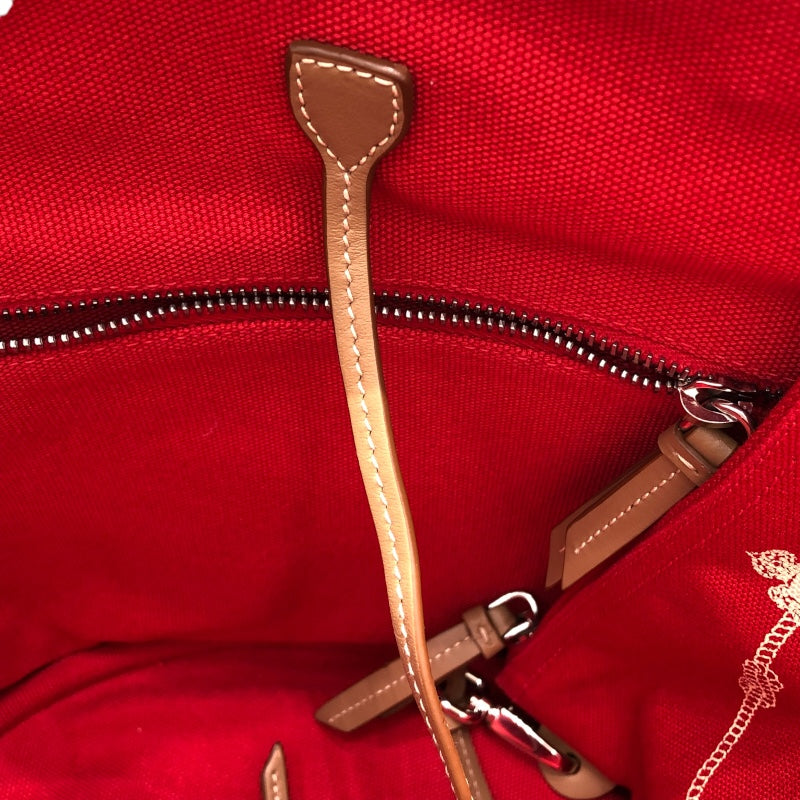 プラダ PRADA カナパバケツトート レッド キャンバス レディース ショルダーバッグ