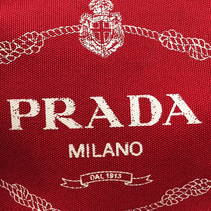 プラダ PRADA カナパバケツトート レッド キャンバス レディース ショルダーバッグ