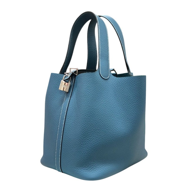 エルメス HERMES ピコタンロックMM B刻 ニューブルージーン シルバー金具 トリヨン レディース ハンドバッグ