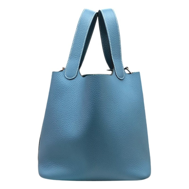 エルメス HERMES ピコタンロックMM B刻 ニューブルージーン シルバー金具 トリヨン レディース ハンドバッグ