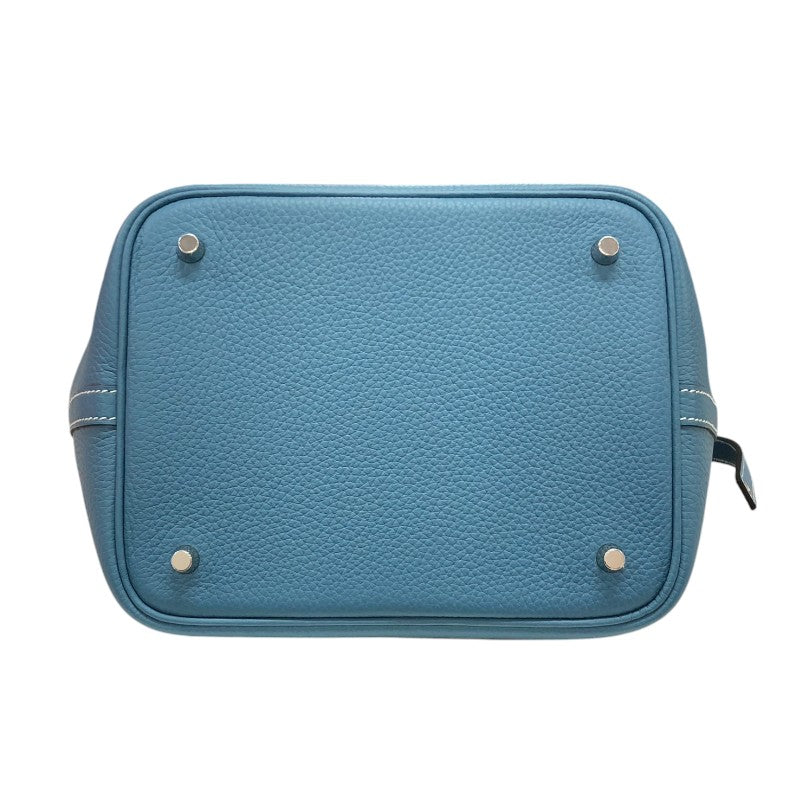 エルメス HERMES ピコタンロックMM B刻 ニューブルージーン シルバー金具 トリヨン レディース ハンドバッグ