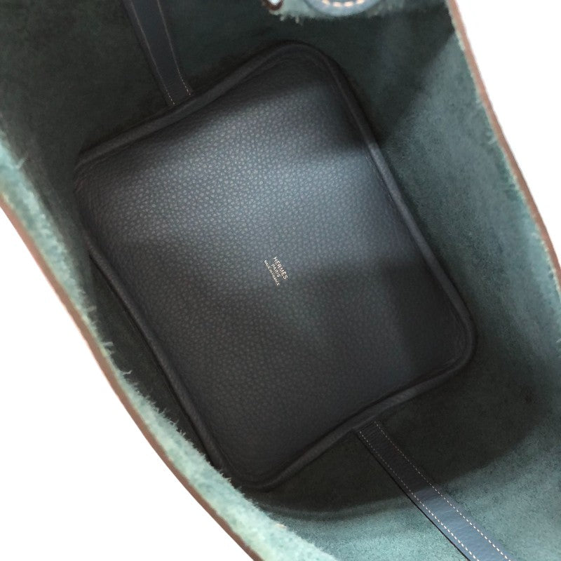 エルメス HERMES ピコタンロックMM B刻 ニューブルージーン シルバー金具 トリヨン レディース ハンドバッグ