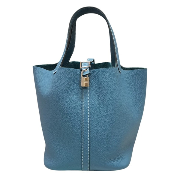 エルメス HERMES ピコタンロックMM B刻 ニューブルージーン シルバー金具 トリヨン レディース ハンドバッグ