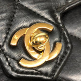 シャネル CHANEL マトラッセ レザーハンドバッグ 4番台 ブラック ゴールド金具 ラムスキン レディース ハンドバッグ