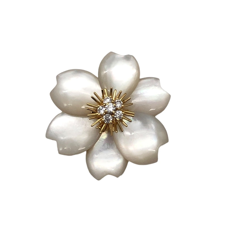 ヴァンクリーフ＆アーペル Van Cleef & Arpels ローズド ノエル ブローチ ミディアム K18YG/MOP/ダイヤモンド ジュエリー