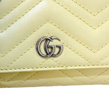 グッチ GUCCI GGマーモントウォレット 598629 イエロー　シルバー金具 レザー ユニセックス 二つ折り財布