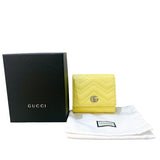 グッチ GUCCI GGマーモントウォレット 598629 イエロー　シルバー金具 レザー ユニセックス 二つ折り財布