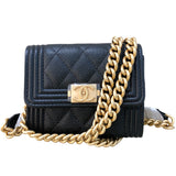 シャネル CHANEL ボーイシャネル チェーンコインパース AP2206 ブラック　ゴールド金具 キャビア レディース コインケース