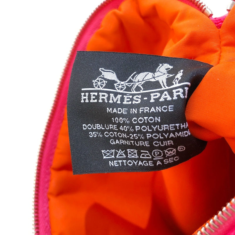 エルメス HERMES ボリードポーチ20 ピンク　シルバー金具 トワル レディース ポーチ
