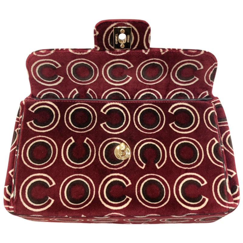 シャネル CHANEL ベロア COCO ハンド レッド GD金具 ベロア レディース ハンドバッグ