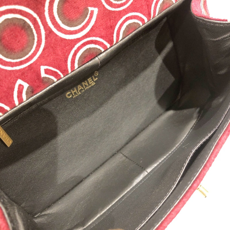 シャネル CHANEL ベロア COCO ハンド レッド GD金具 ベロア レディース ハンドバッグ