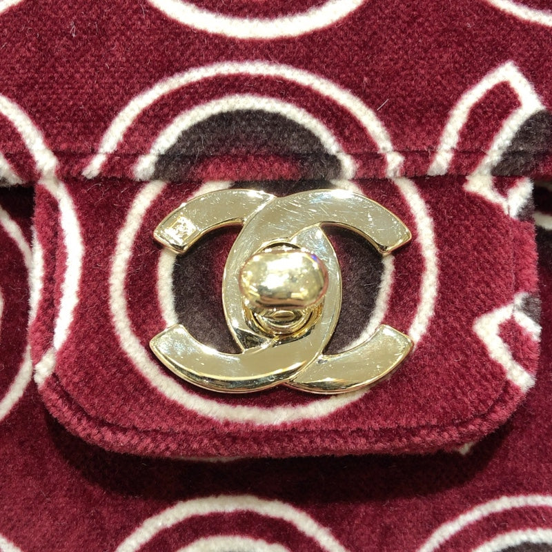 シャネル CHANEL ベロア COCO ハンド レッド GD金具 ベロア レディース