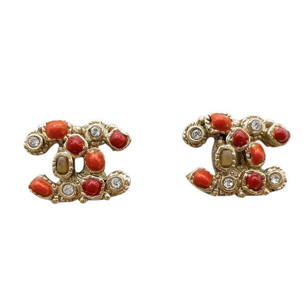 シャネル CHANEL 06P　ココマークピアス レッド/ゴールド メタル/レジン/ストラス アクセサリー