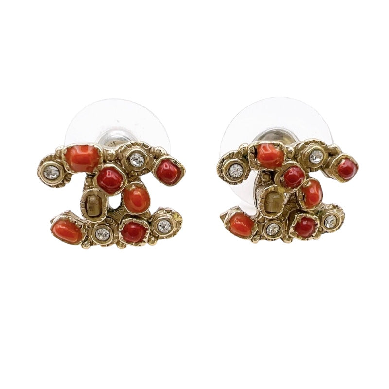 シャネル CHANEL 06P　ココマークピアス レッド/ゴールド メタル/レジン/ストラス アクセサリー