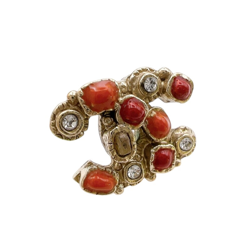 シャネル CHANEL 06P　ココマークピアス レッド/ゴールド メタル/レジン/ストラス アクセサリー
