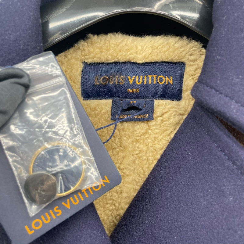 ルイ・ヴィトン LOUIS VUITTON アンカーボダンウールカシミヤボアライナーコート FLC002 ネイビー ウール レディース モッズコート