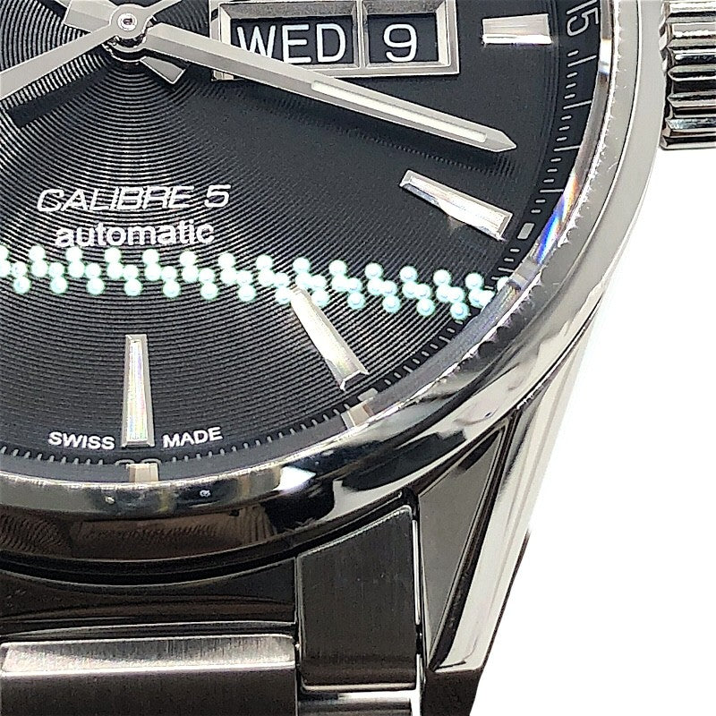 タグ・ホイヤー TAG HEUER カレラ キャリバー５ デイデイト WAR201A.BA0723 ブラック×シルバー SS メンズ 腕時計