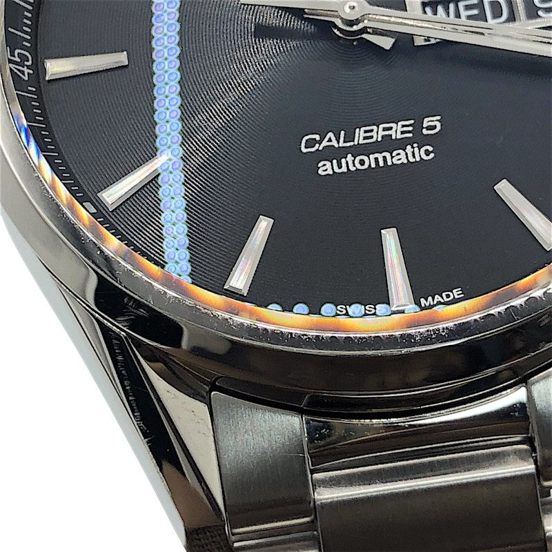 タグ・ホイヤー TAG HEUER カレラ キャリバー５ デイデイト WAR201A.BA0723 ブラック×シルバー SS メンズ 腕時計