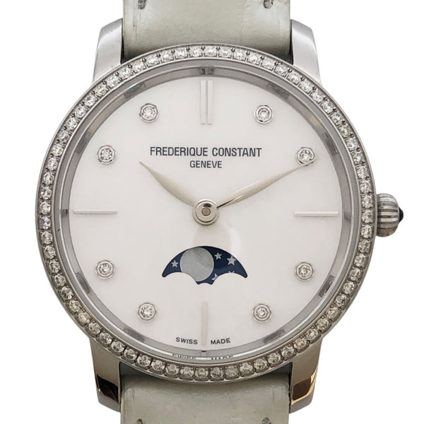 FREDERIQUE CONSTANT スリムライン ムーンフェイズ ホワイトシェル FC-206X1SD5/6 ホワイト SS クオーツ レディース 腕時計