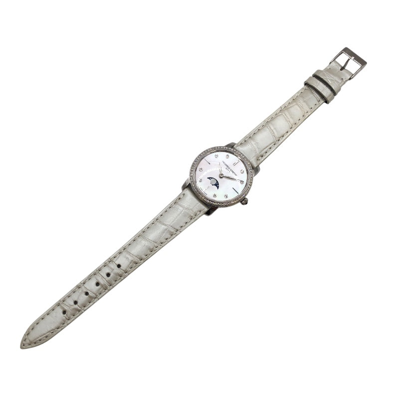 FREDERIQUE CONSTANT スリムライン ムーンフェイズ ホワイトシェル FC-206X1SD5/6 ホワイト SS クオーツ レディース 腕時計