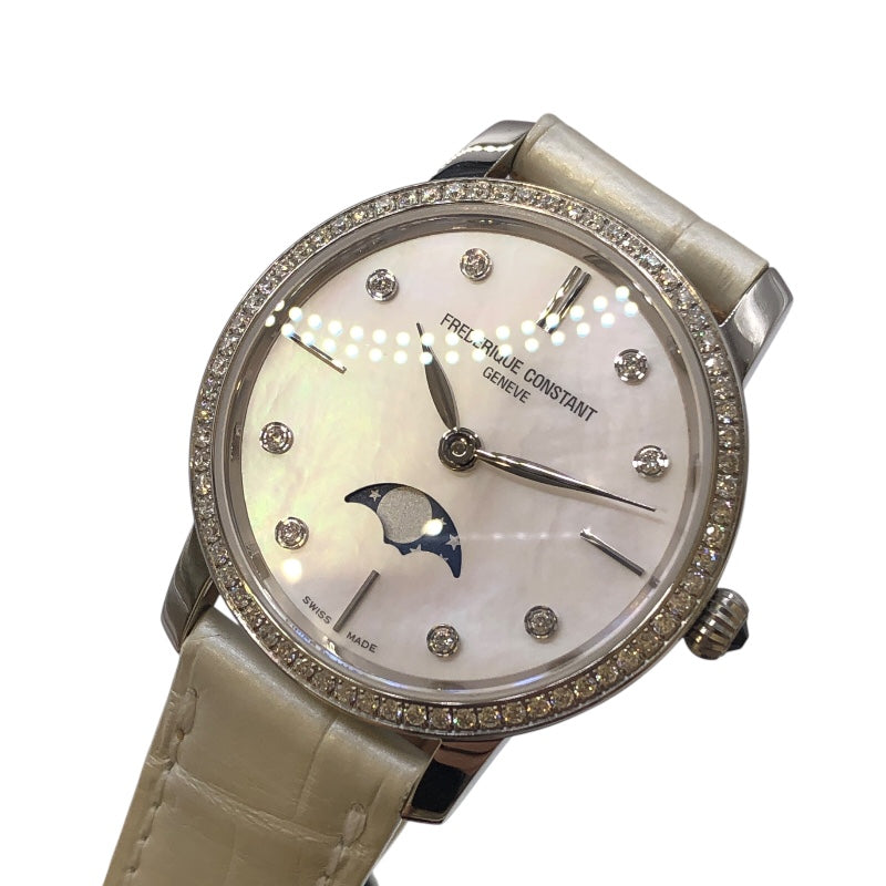 FREDERIQUE CONSTANT スリムライン ムーンフェイズ ホワイトシェル FC-206X1SD5/6 ホワイト SS クオーツ レディース 腕時計