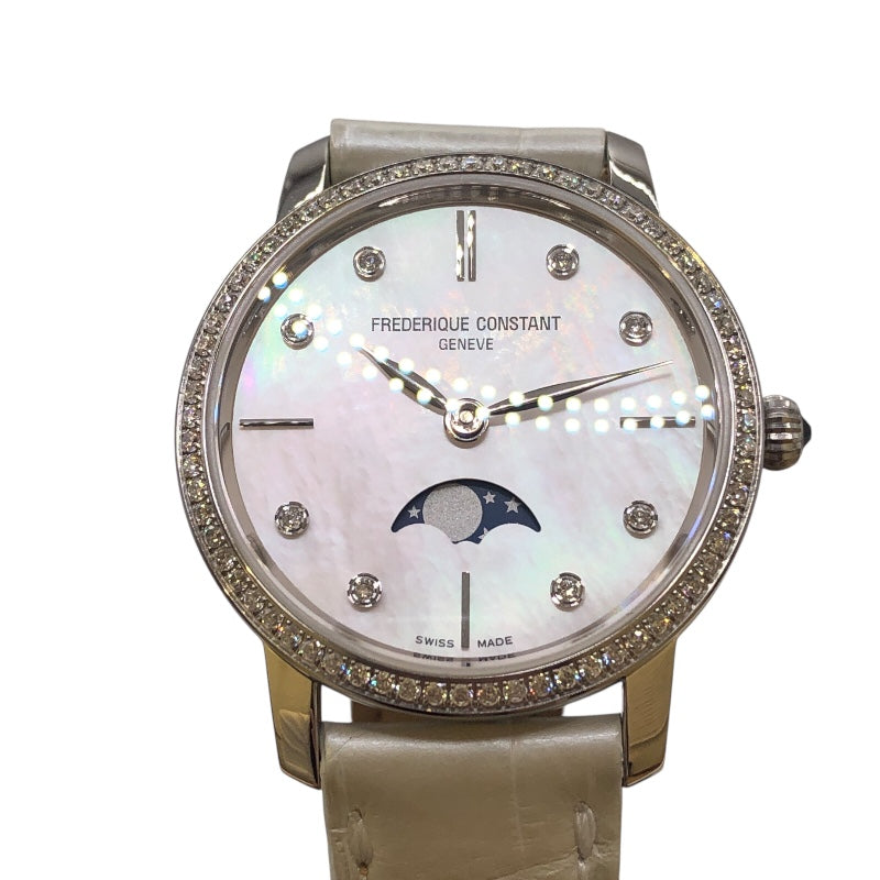 FREDERIQUE CONSTANT スリムライン ムーンフェイズ ホワイトシェル FC-206X1SD5/6 ホワイト SS クオーツ レディース 腕時計