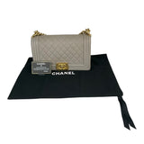 シャネル CHANEL ボーイシャネル25 A67086 グレー キャビア レディース ショルダーバッグ