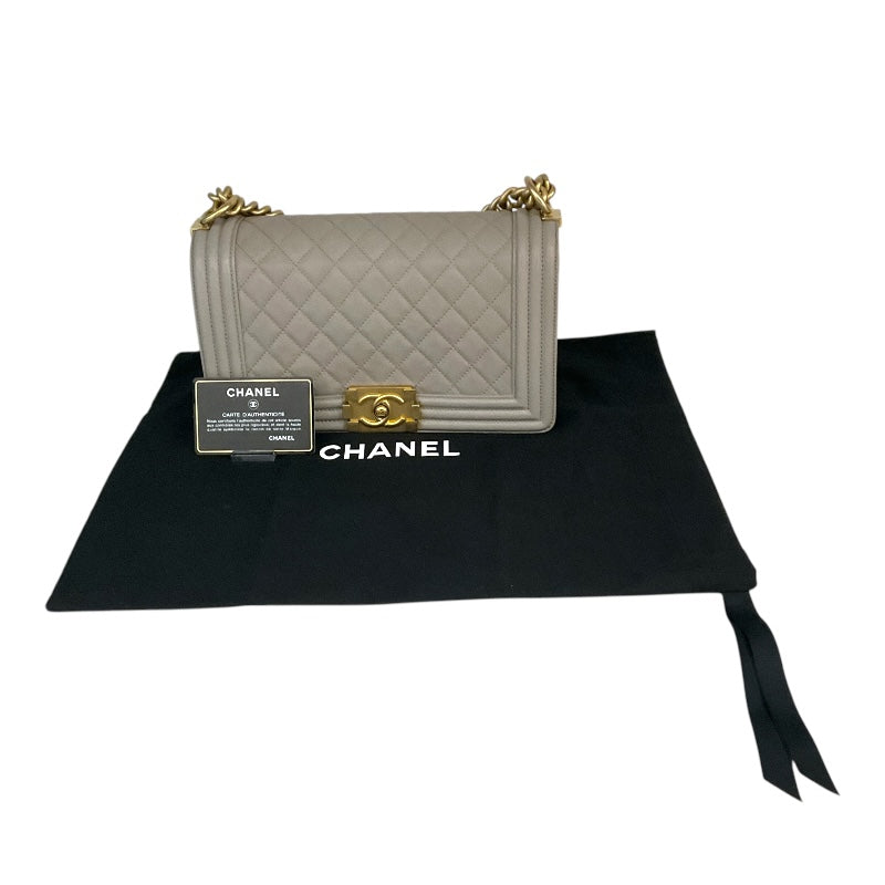 シャネル CHANEL ボーイシャネル25 A67086 グレー キャビア レディース ショルダーバッグ