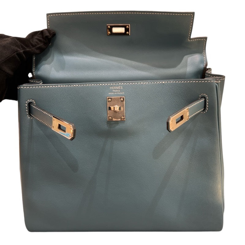 エルメス HERMES ケリー25　 B刻 ニューブルージーン　シルバー金具 スイフト レディース ショルダーバッグ