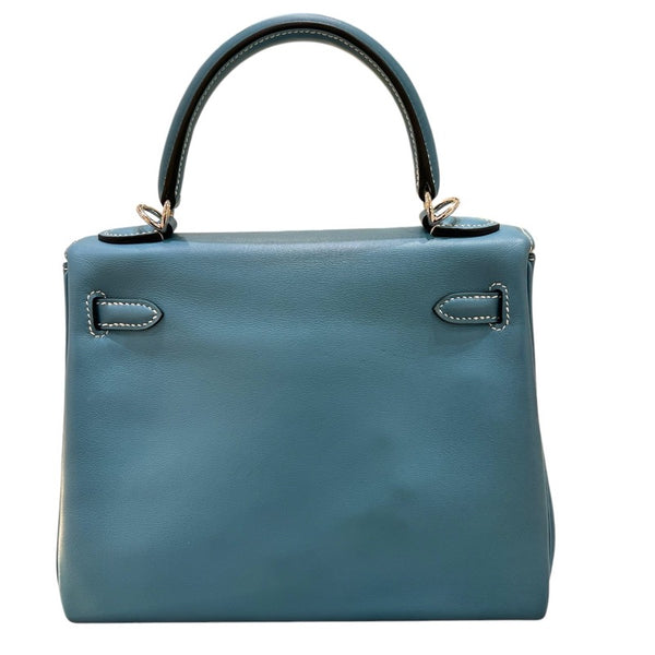エルメス HERMES ケリー25　 B刻 ニューブルージーン　シルバー金具 スイフト レディース ショルダーバッグ