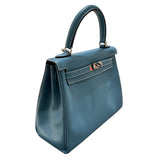 エルメス HERMES ケリー25　 B刻 ニューブルージーン　シルバー金具 スイフト レディース ショルダーバッグ